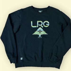 Men’s LRG Lifted Research Group LRG Sweatshirt Crew Neck Pullover Sweater Black